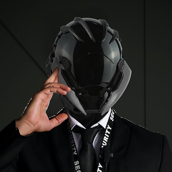 Punk Gothic Mask Helmet for Adult, Mechanical Sci-fi Gear Cosplay Costume Accessory Samurai Futuristic Helmet