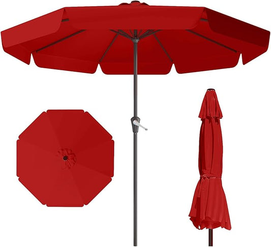 12FT Patio Umbrella Table Market Umbrella w/Crank Outdoor Umbrellas for Garden, Deck, Backyard, Pool and Beach, Red