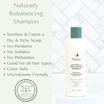 Yobee Naturally Rebalancing Shampoo | Dry, Flaky & Itchy Scalp Care with Para Probiotics, Organic Honey & Turmeric, Vitamin B12 & Oat Extracts | Dandruff & Psoriasis Relief (6 Bottles)