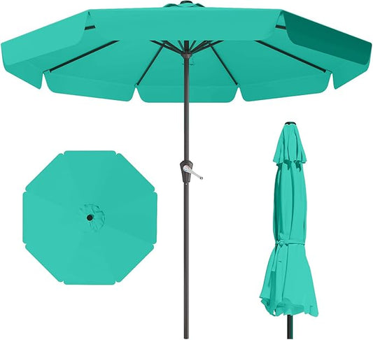12FT Patio Umbrella Table Market Umbrella w/Crank Outdoor Umbrellas for Garden, Deck, Backyard, Pool and Beach, Cerulean