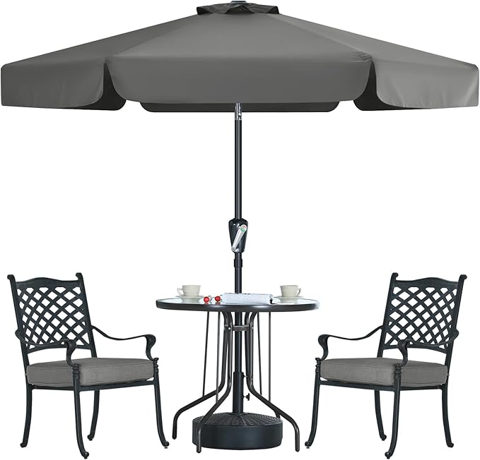 MASTERCANOPY Valance Patio Umbrella for Outdoor Table Market (7.5ft, Dark Gray)
