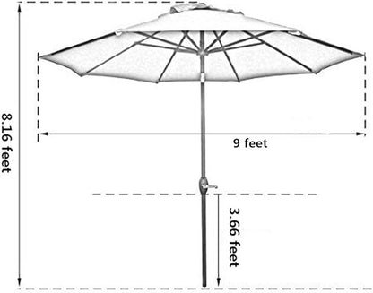 Sunnyglade 9' Patio Umbrella Outdoor Table Umbrella with 8 Sturdy Ribs (Red)