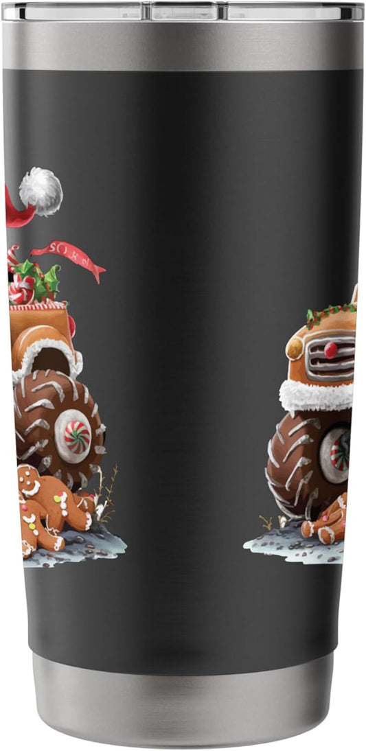 Funny Monster Truck Gingerbread Man Baking Christmas Cookies Stainless Steel Insulated Tumbler