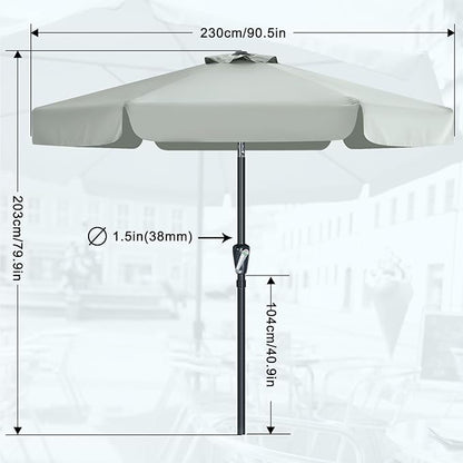 MASTERCANOPY Valance Patio Umbrella for Outdoor Table Market (7.5ft, Light Gray)