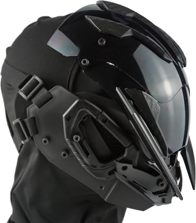 Punk Gothic Mask Helmet for Adult, Mechanical Sci-fi Gear Cosplay Costume Accessory Samurai Futuristic Helmet