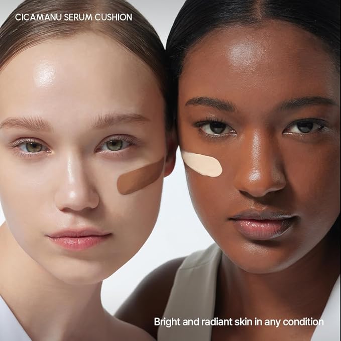 Parnell Cicamanu Serum Cushion 59N Ebony 0.52 fl oz | Hydrating Serum Foundation for Soothing, Pore Blurring & Radiant Glass Skin | Lightweight Korean Cushion for Sensitive Skin | K-Beauty
