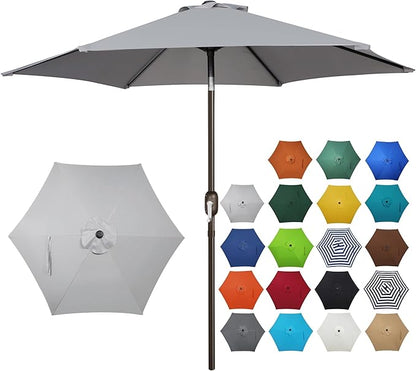 Blissun 7.5 ft Patio Umbrella, Yard Umbrella, Outdoor Market Umbrella with Push Button Tilt Crank, Grey