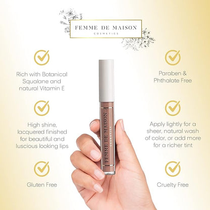 Cosmetics, Lustre Lip Gloss, Moisturizing, Long Lasting with Squalane & Vitamin E, 100% Gluten, Paraben & Phthalate-Free, Never Sticky, Soft, Natural Colors (Nu Corail 02)