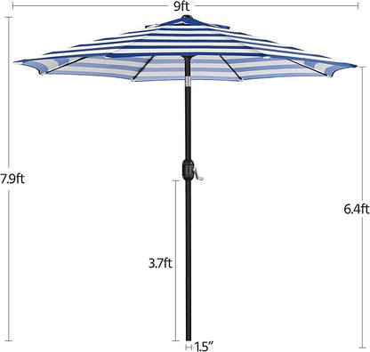 Yaheetech 9FT Outdoor Patio Umbrella, Outdoor Table Umbrella with Push Button Tilt and Crank?Market Umbrella with 8 Sturdy Ribs UV Protection Waterproof for Garden, Deck, Backyard, Pool