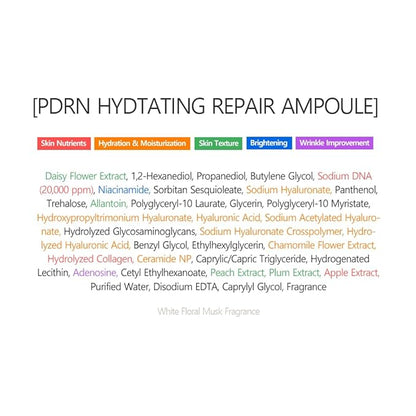 PDRN Hydrating Repair Ampoule Serum Powerful Anti Aging Face and Neck for Skin Turnover Skin Regeneration Wound Healing Korean Skincare 15ml 0.5 Fl Oz