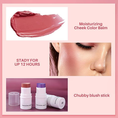 Orange Cream Blush Stick for Cheeks, Waterproof Face All Skin