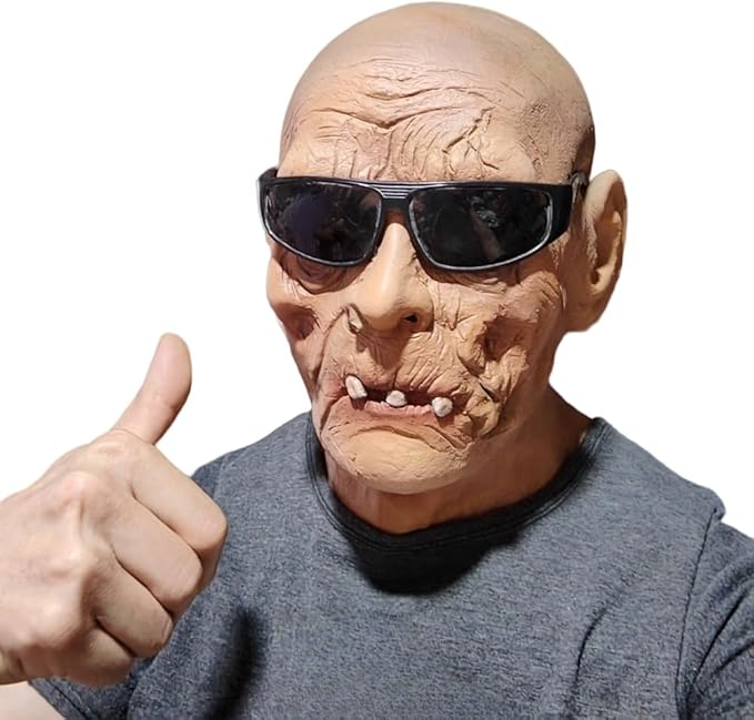 Realistic Dry Old Man Head Cover Halloween Vampire Cosplay Party Helmet Funny Old Man Monster Latex Masks Props