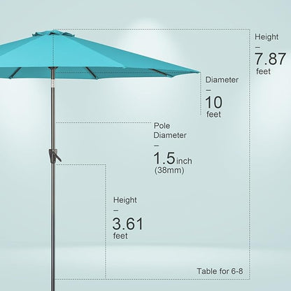 Tempera Patio Market Outdoor Table Umbrella with Push Button Tilt and Crank,Large Sun Umbrella with Sturdy Pole&Fade resistant canopy,Easy to set