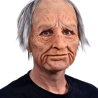 Realistic Old Man Mask Halloween Mask Scary Latex Old Man Grandpa Mask Halloween Wrinkle Face Mask