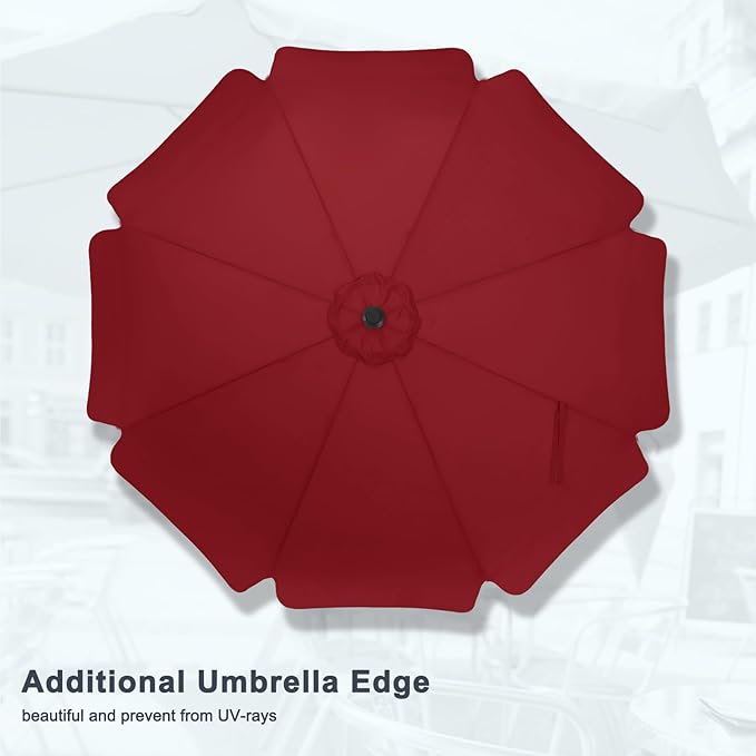 MASTERCANOPY Valance Patio Umbrella for Outdoor Table Market -8 Ribs (10ft, Burgundy)