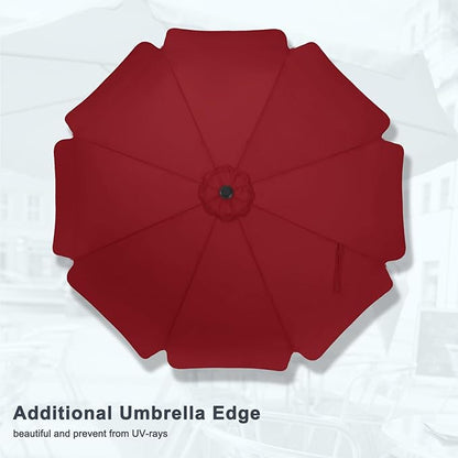 MASTERCANOPY Valance Patio Umbrella for Outdoor Table Market -8 Ribs (10ft, Burgundy)
