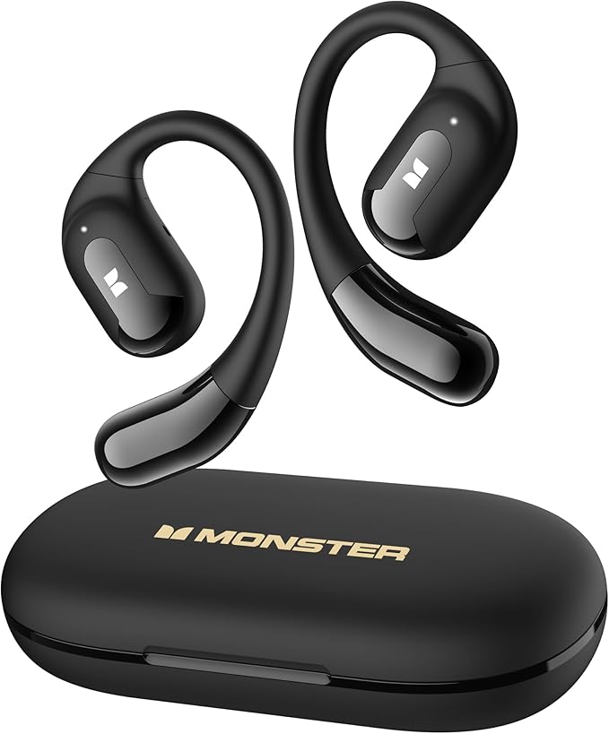 Monster Open Ear AC317 Headphones, Wireless Earbuds with Stereo Sound, 24H Playback, Bluetooth 5.4, Crystal Clear Calls, Type-C Charging, Touch Control, Sweat Resistant Open Ear Earbuds for Sports