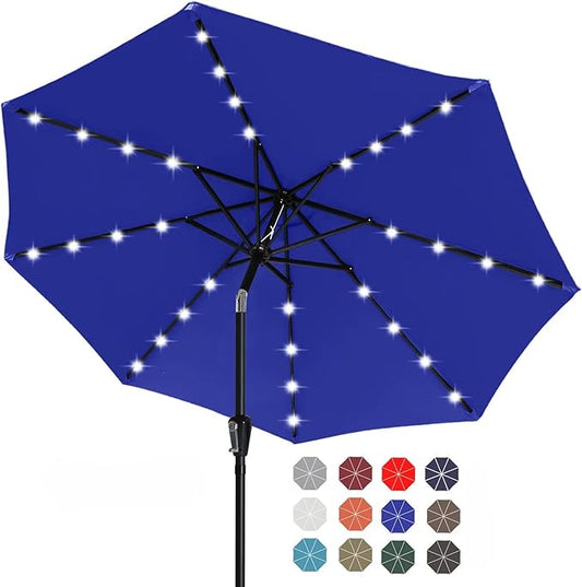 ABCCANOPY Durable Solar Led Patio Umbrellas with 24LED Lights 7.5FT (Royal Blue)