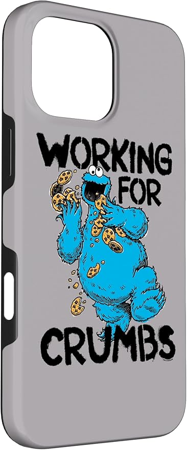 iPhone 16 Pro Max Sesame Street Cookie Monster Working for Crumbs Case