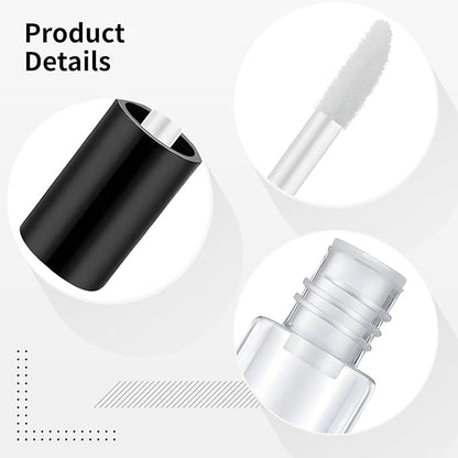 Clear Mini Lip Gloss Tube Empty Lip Balm Containers With Black Lid, 50 Pcs Clear Mini Lip Gloss Containers, 1.2ml/0.04oz Empty Cosmetic Sample Tubes with Black Cap