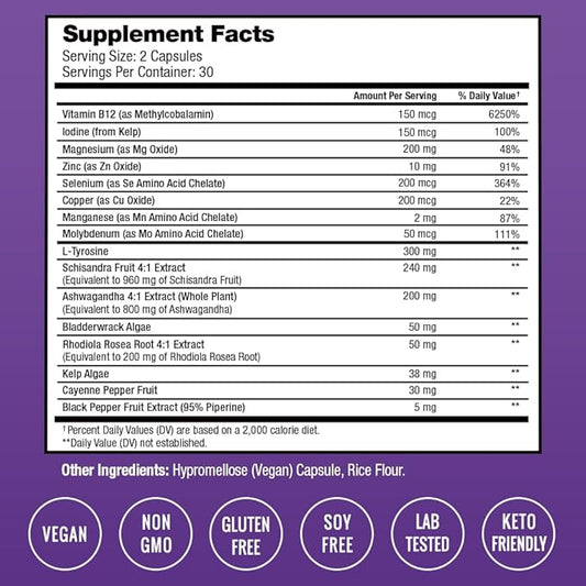 NutraChamps Thyroid Support & Adrenal Support Supplement 2-in-1 Formula with Iodine & Ashwagandha for Energy, Metabolism, Focus, Adrenal Fatigue & Stress Relief, Cortisol Balance for Women & Men