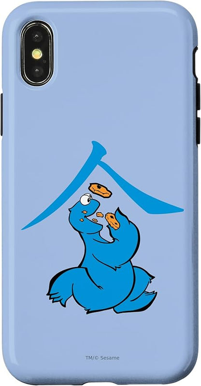 iPhone X/XS Sesame Street Cookie Monster Eat in Kanji Case
