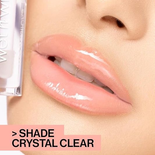wet n wild MegaSlicks Lip Gloss, Ultra-Glossy, Vitamin-E Enriched, Ultra-Gloss High Shine Moisturizing, Cruelty-Free & Vegan - Crystal Clear(Carded)