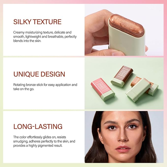 Cream Contour Stick,Versatile Bronzer Facial Contouring Stick,Long Lasting Warm Glow