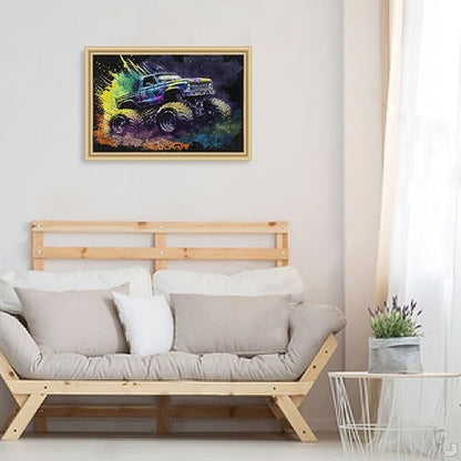 Jigsaw Puzzle (Cool Monster Truck), Paper Wood Composite Material Zigsaw with Storage Bag and Reference Picture Easy to Solve 500/1000 Pieces