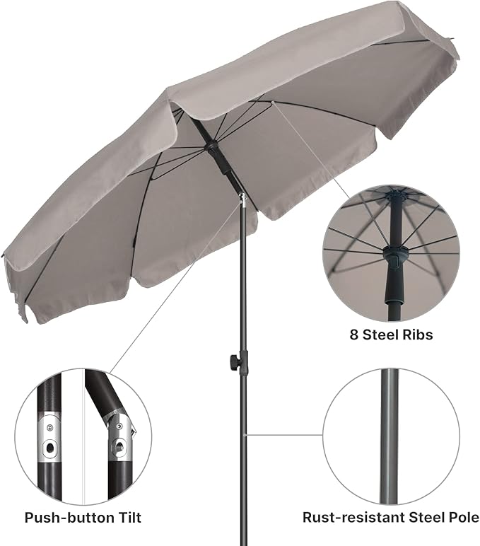 AMMSUN Patio Umbrella, 6.5 ft Outdoor Table Umbrella with Tilt Steel Pole, UPF50+ Protection, Great for Outdoor Garden Backyard, Beige
