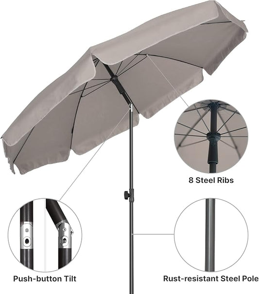 AMMSUN Patio Umbrella, 6.5 ft Outdoor Table Umbrella with Tilt Steel Pole, UPF50+ Protection, Great for Outdoor Garden Backyard, Beige