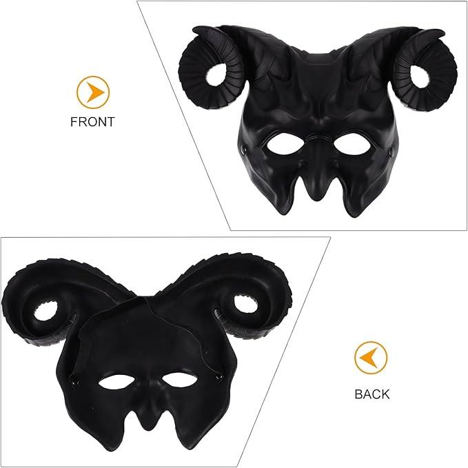 Gadpiparty Devil Goat Skull Mask Ox Ram Horns Monster Animal Half Face Halloween Masquerade Mask Cosplay Props for Adults