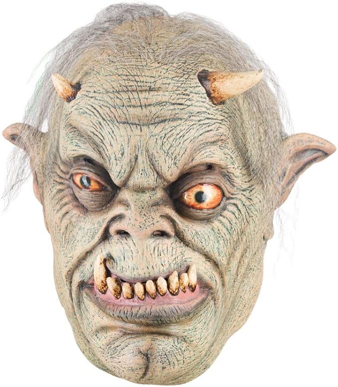 Ghoulish Productions Little Freak Mask. Ugly Devil Mask, Crazy Devil Mask, Monster Devil Mask with Horns. Mythological Monsters Line. One size latex mask. Ideal for Halloween, parties, holidays.
