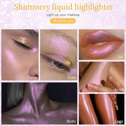 evpct Mermaid Pink Highlighter Makeup Liquid Blue Purple Palette Stick