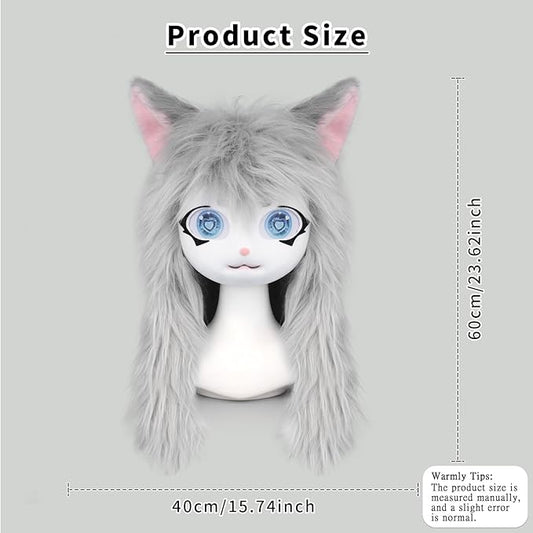 JUNBOON Furry Animal Headgear Beast Full Head Mask Headwear Doll Cosplay Costume Halloween Fursuit