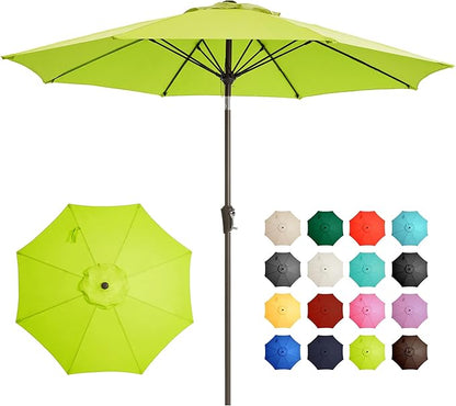Ayge 9FT Large Outdoor Patio Umbrella Market Table Umbrella-UV Resistant, Easy Push Button Tilt and Crank, 8 Sturdy Fiberglass Ribs Heavy-Duty Pool Umbrella for Deck, Backyard,Garden