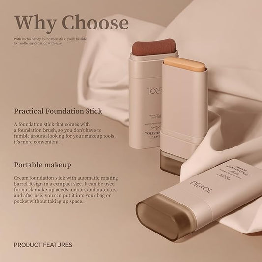 Multi-Use Foundation Stick Makeup with Brush,High Coverage Blendable Makeup Stick(#3)