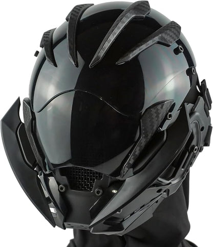 Punk Gothic Mask Helmet for Adult, Mechanical Sci-fi Gear Cosplay Costume Accessory Samurai Futuristic Helmet
