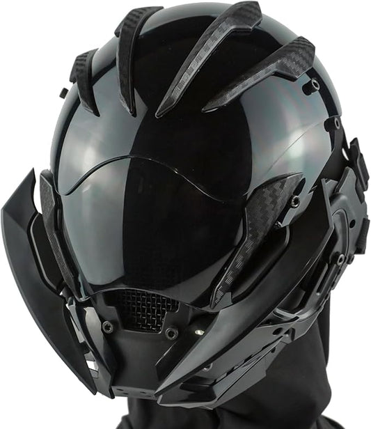 Punk Gothic Mask Helmet for Adult, Mechanical Sci-fi Gear Cosplay Costume Accessory Samurai Futuristic Helmet