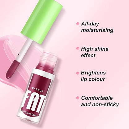 Boobeen Non-Sticky Lip Oil-8Pcs, Plumper Lip Gloss Set, Fruit Flavoured Hydrating Lip Gloss, Dry Lips Treatment for High Shine Finish