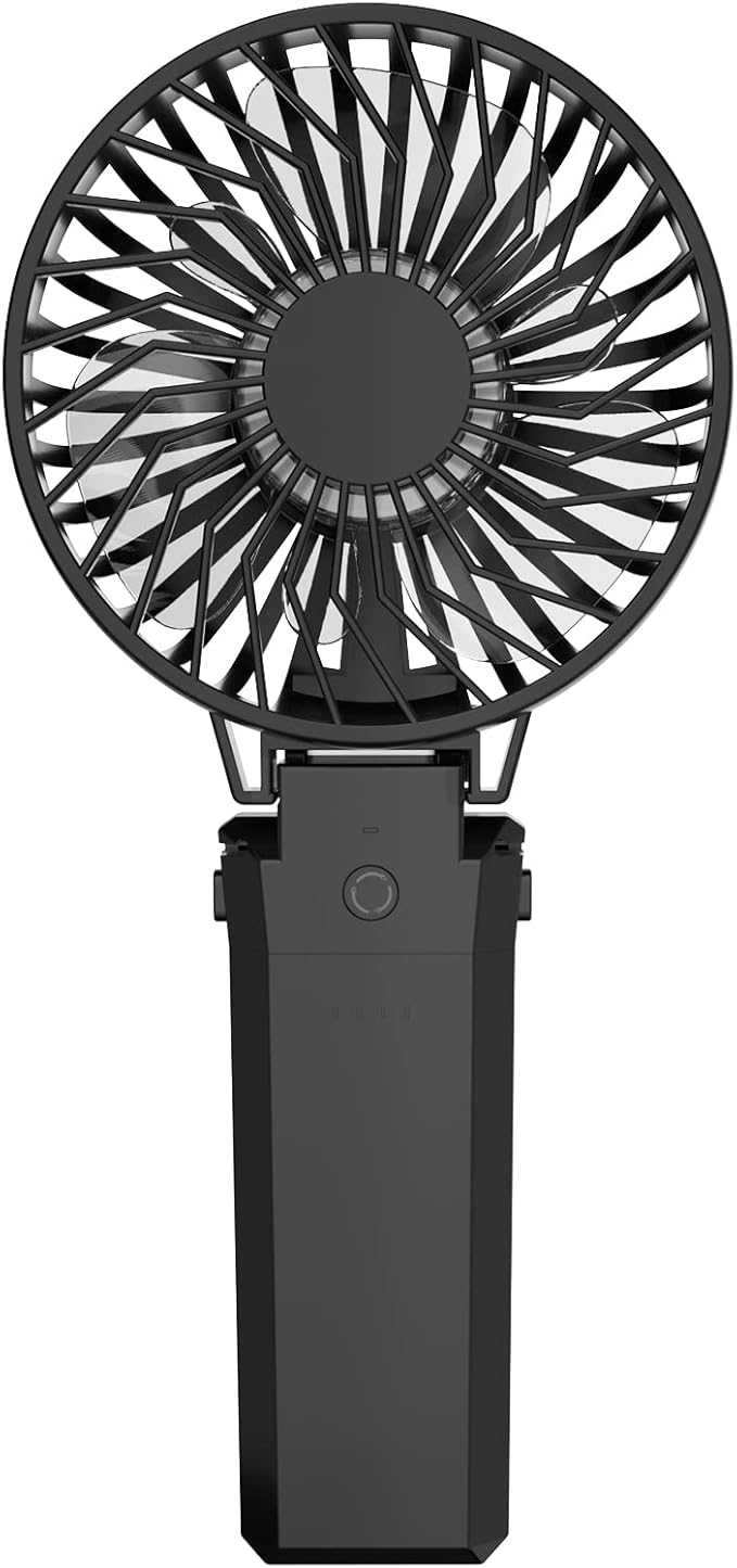HandFan 5200mAh Portable Fan Handheld, 6 Speeds Hand Held Fan 180° Foldable Personal, Battery Operated USB Rechargeable, Handle Separate Design for Travel/School/Outdoors/Indoors (6 Speeds Black)