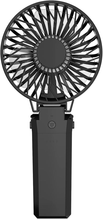 HandFan 5200mAh Portable Fan Handheld, 6 Speeds Hand Held Fan 180° Foldable Personal, Battery Operated USB Rechargeable, Handle Separate Design for Travel/School/Outdoors/Indoors (6 Speeds Black)