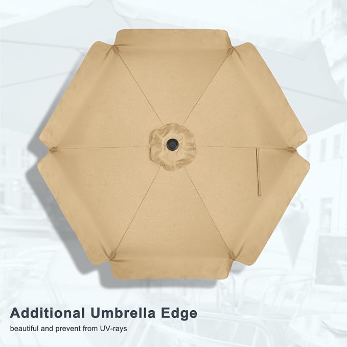 MASTERCANOPY Valance Patio Umbrella for Outdoor Table Market (7.5ft, Khaki)