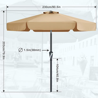MASTERCANOPY Valance Patio Umbrella for Outdoor Table Market (7.5ft, Tan)