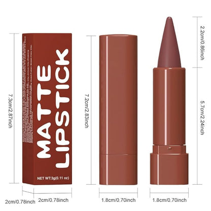 BINGBRUSH 2-in-1 Gradient Lip Liner & Lipstick Combo,Matte Longwear Waterproof Lip Pencil with Cone Tip,Smudge Proof Crayon for Flawless Ombre Contour,Women's Long Lasting Makeup Set (3#Reddish Brown)