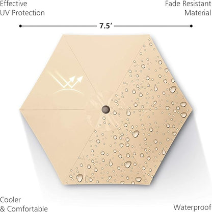 7.5Ft/9Ft Patio Umbrella, UV Protect Pool Umbrella with Heavy Duty Pole,Outdoor Umbrella with Push Botton Tilt & Crank