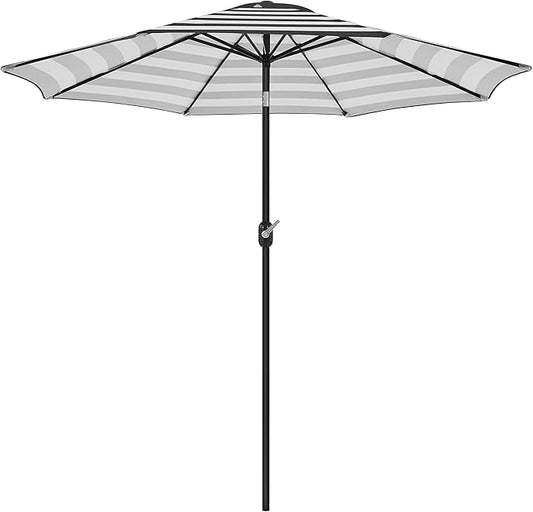 Yaheetech 9FT Patio Umbrella Outdoor Umbrella Patio Yard Market Table Umbrella with Push Button Tilt & Crank for Garden/Beach/Lawn/Deck/Backyard/Pool, 8 Ribs, Black/White