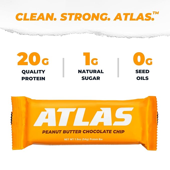 Atlas Protein Bar, 20g Clean Protein, 1g Natural Sugar, No Seed Oils, Gluten Free, No Artificial Sweeteners, Ultimate Whey Variety, 12 Pack
