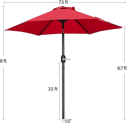 Yaheetech Patio Umbrella, 7.5FT Outdoor Table Market Umbrella with Push Button Tilt and Crank, Yard Sun Shade w/Sturdy Ribs UV Protection with for Garden, Deck, Backyard, Pool, Red