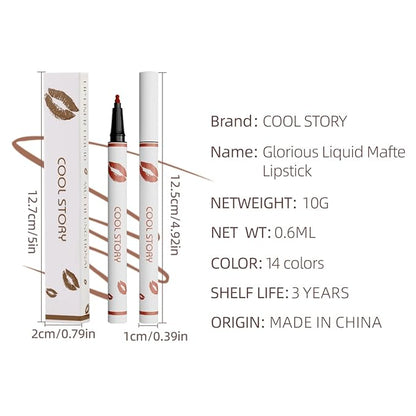 COOL STORY Matte Lip Liner Pencil - Waterproof, Non-Fading, Long-Lasting Plump Effect for Fuller Lips Makeup, Soft & Smooth Texture Easy Glide Lipstick (13#, Pack of 1)